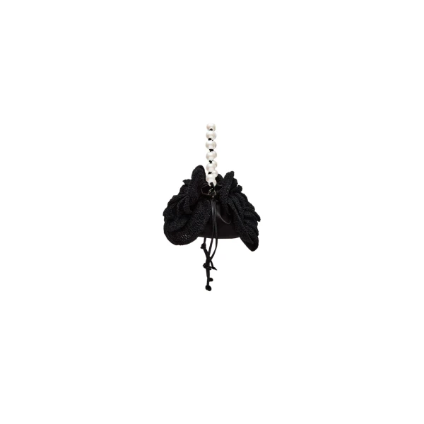 Magda bag pearl strap in black crochet - Image 2