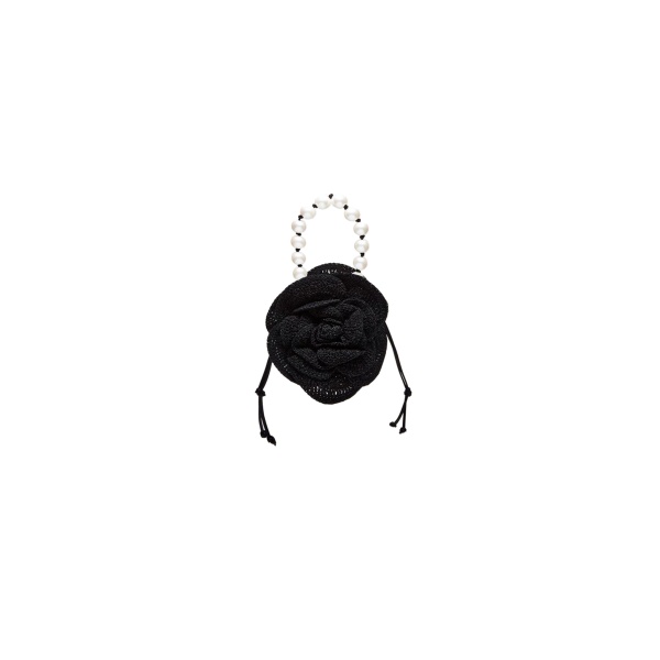 Magda Butrym Magda bag pearl strap in black crochet