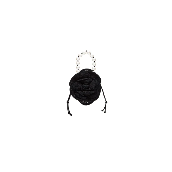Magda Butrym Magda bag pearl strap in black crochet