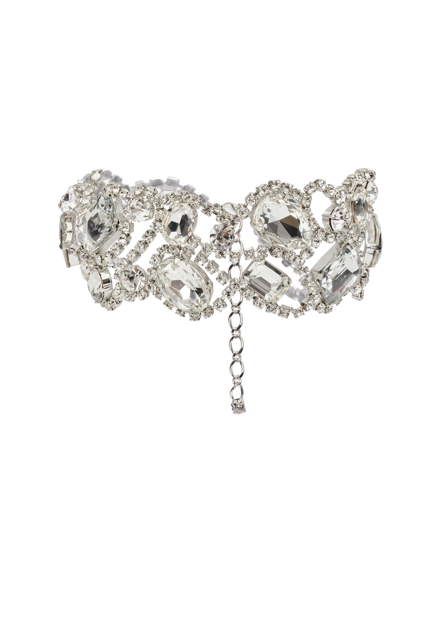 Magda Butrym Mixed-cut crystals choker necklace in silver | Coveti Magda Butrym Mixed-cut crystals choker necklace in silver