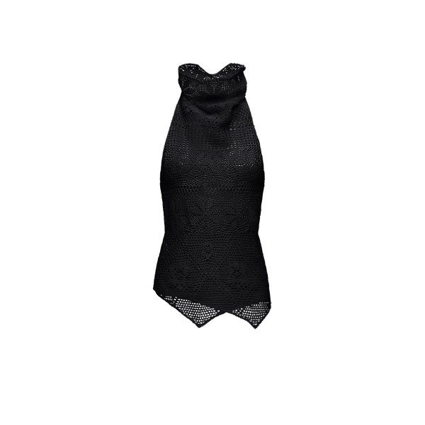Magda Butrym Open-back crochet halterneck top in black