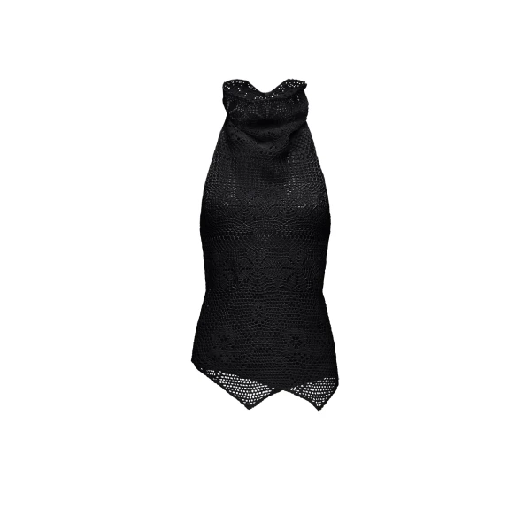 Magda Butrym Open-back crochet halterneck top in black