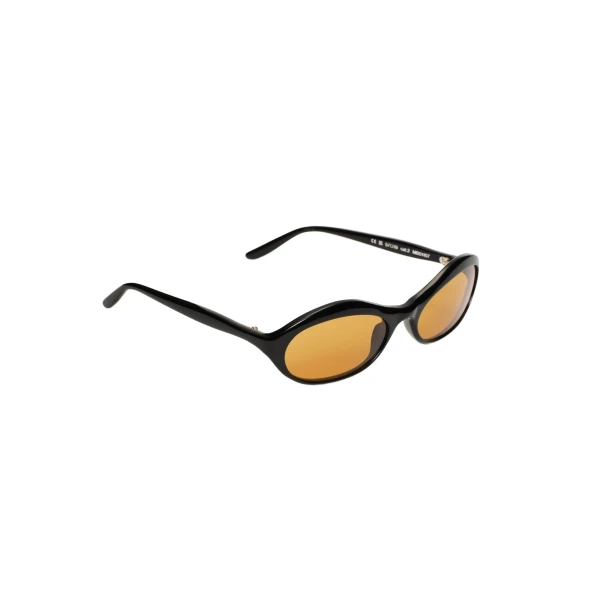 Oval sunglasses in black with yellow lenses - Image 2