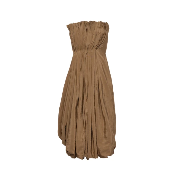Magda Butrym Pleated corset bubble midi dress in beige