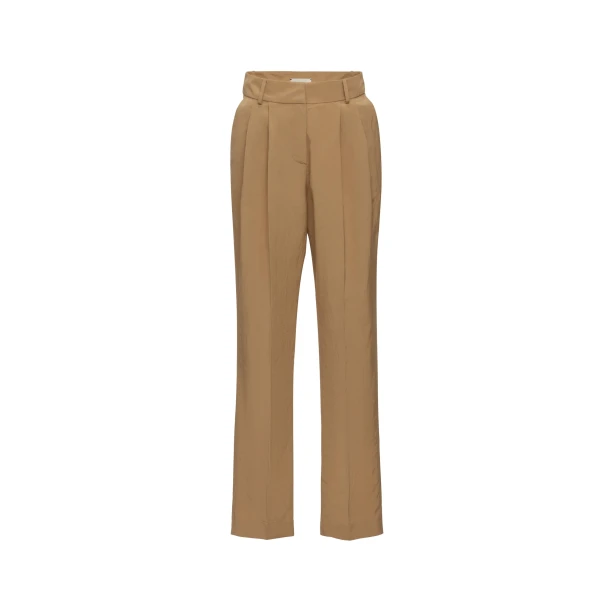 Pleated tapered trousers in beige