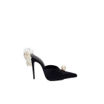 Magda Butrym Pointed flower mules in black satin