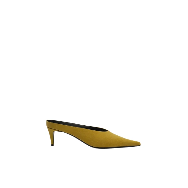 Magda Butrym Pointed-toe kitten heel mules in green satin