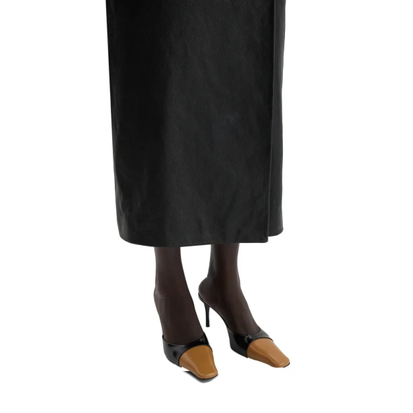 Pointed-toe mules in black and gold leather - Image 4