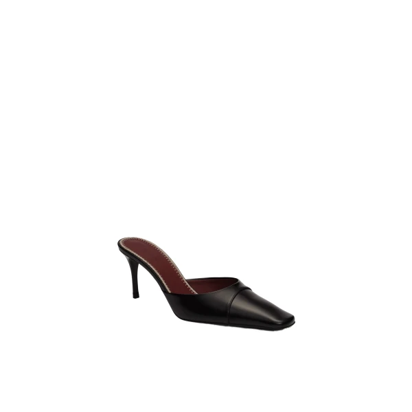 Pointed-toe mules in black leather - Image 2