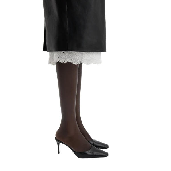 Pointed-toe mules in black leather - Image 4