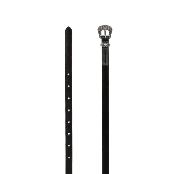 Magda Butrym Pony hair leather belt with ornamental buckle in black