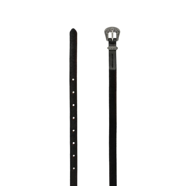 Magda Butrym Pony hair leather belt with ornamental buckle in black