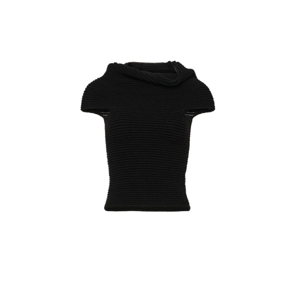Magda Butrym Ribbed cowl-neck knit top in black