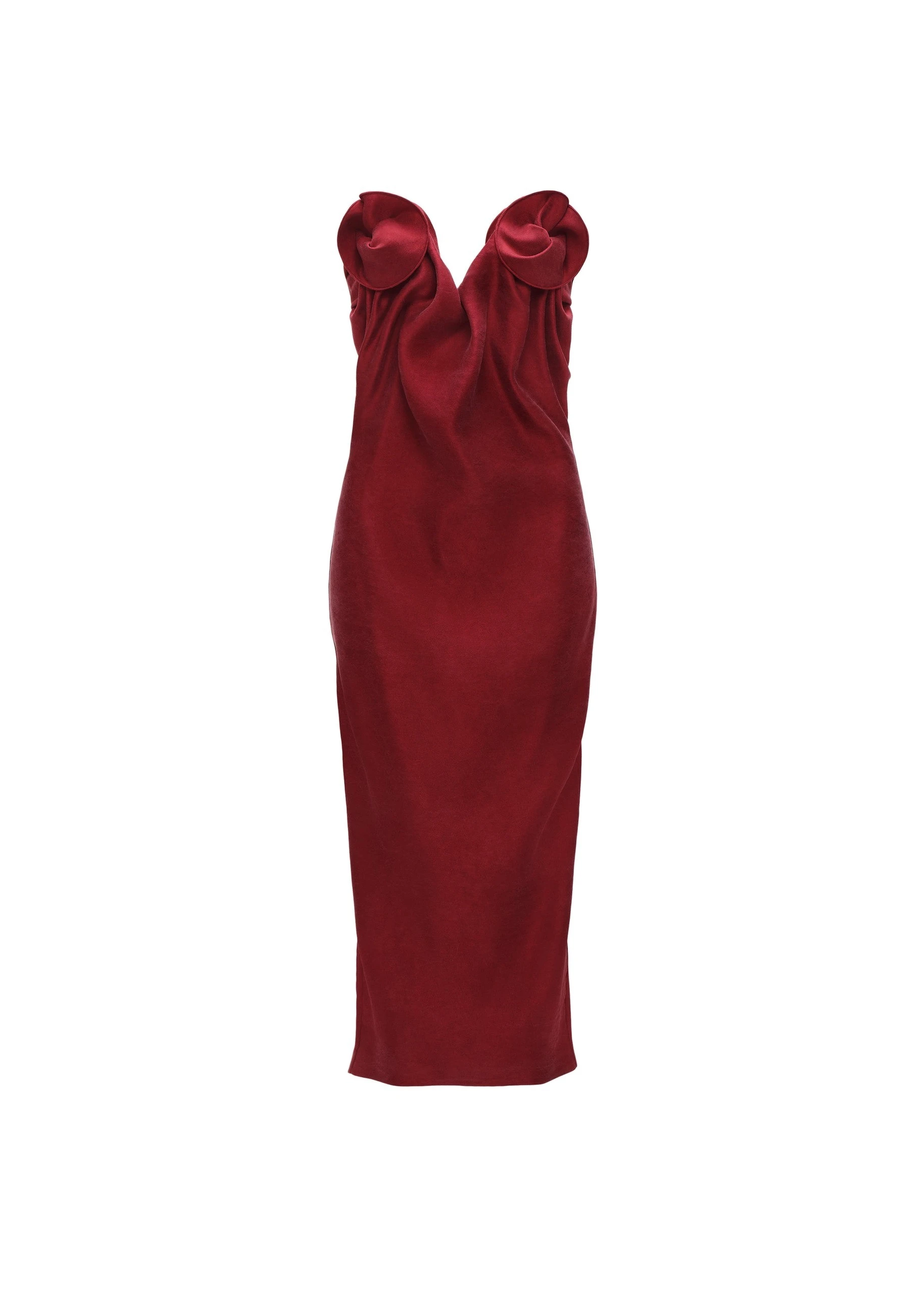 Magda Butrym Rose draped corset midi dress in red | Coveti Magda Butrym Rose draped corset midi dress in red
