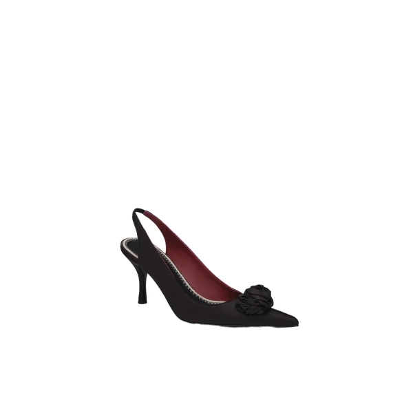 Rose slingback pumps in black satin - Image 2