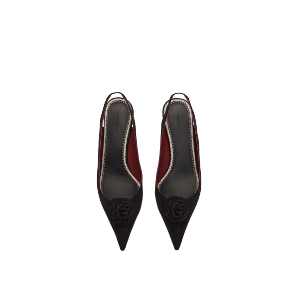 Rose slingback pumps in black satin - Image 3