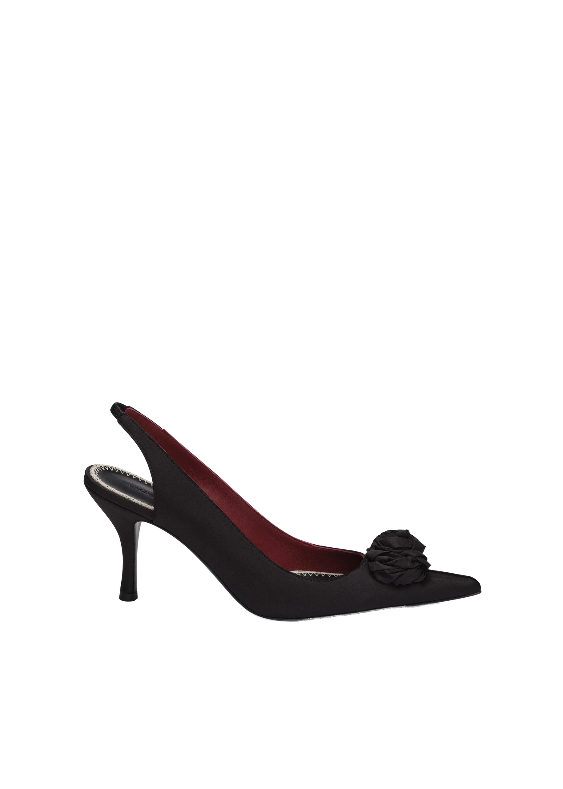 Magda Butrym Rose slingback pumps in black satin | Coveti Magda Butrym Rose slingback pumps in black satin