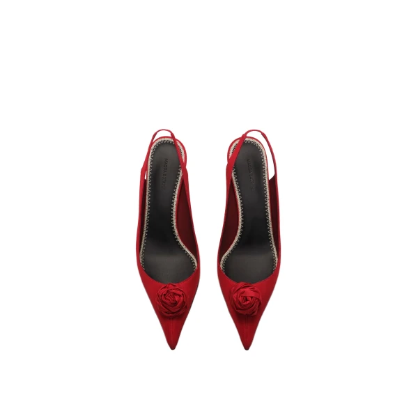 Rose slingback pumps in burgundy satin - Image 3