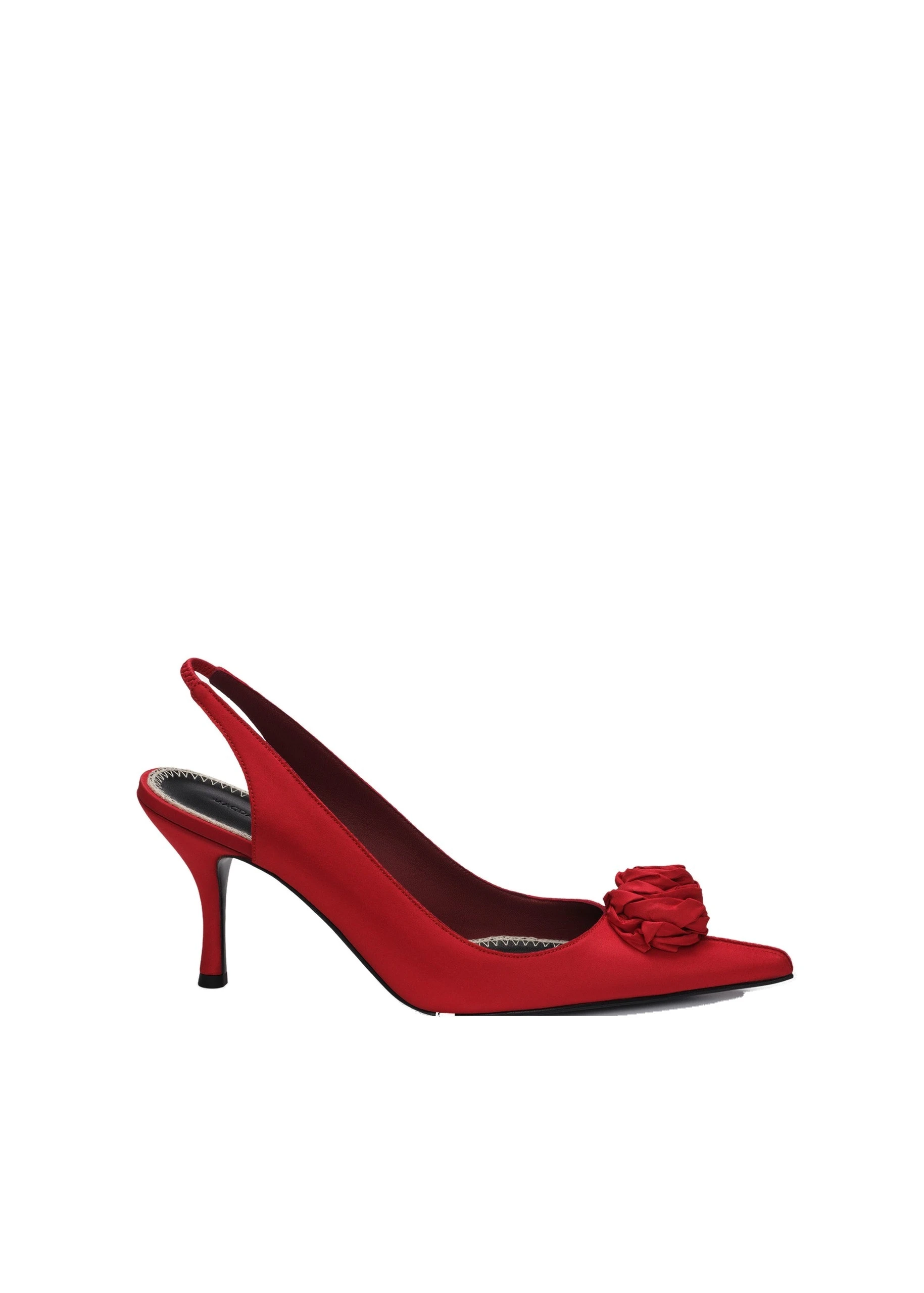 Magda Butrym Rose slingback pumps in burgundy satin | Coveti Magda Butrym Rose slingback pumps in burgundy satin