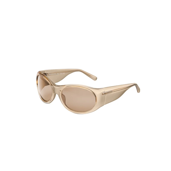 Round sunglasses in beige - Image 3