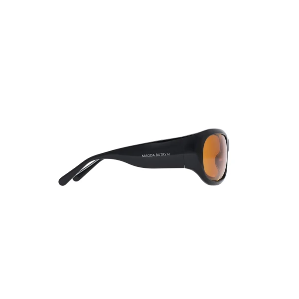 Round sunglasses in black with yellow lenses - Image 3