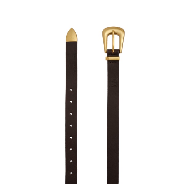 Magda Butrym Rounded buckle leather belt in brown and gold