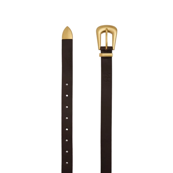 Magda Butrym Rounded buckle leather belt in brown and gold