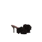 Magda Butrym Satin mules with taffeta flowers in brown