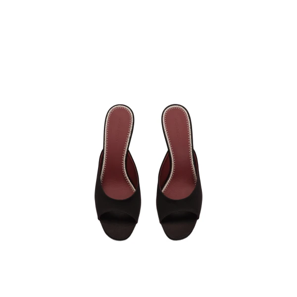 Satin pointed-toe mules in black - Image 3
