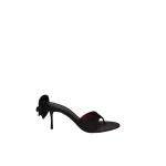 Magda Butrym Satin thong sandals with flower in black