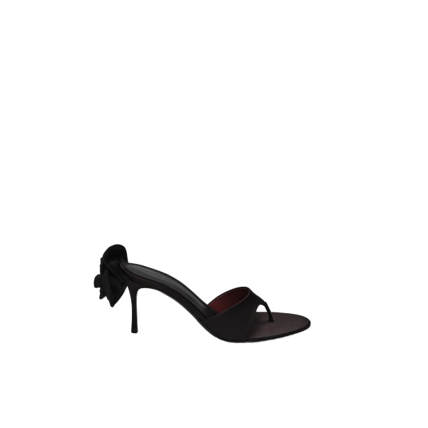 Magda Butrym Satin thong sandals with flower in black
