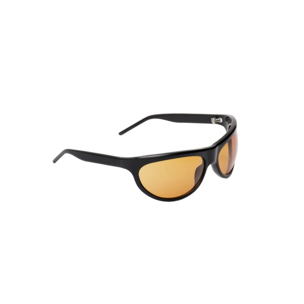 Semi-round sunglasses in black with yellow lenses - Image 3
