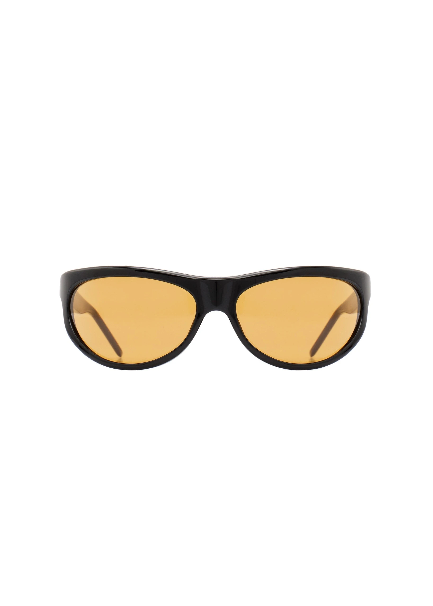 Magda Butrym Semi-round sunglasses in black with yellow lenses | Coveti Magda Butrym Semi-round sunglasses in black with yellow lenses