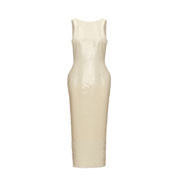Magda Butrym Sequin backless column dress in cream
