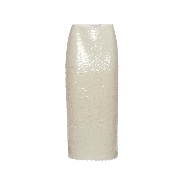 Sequin straight skirt in cream