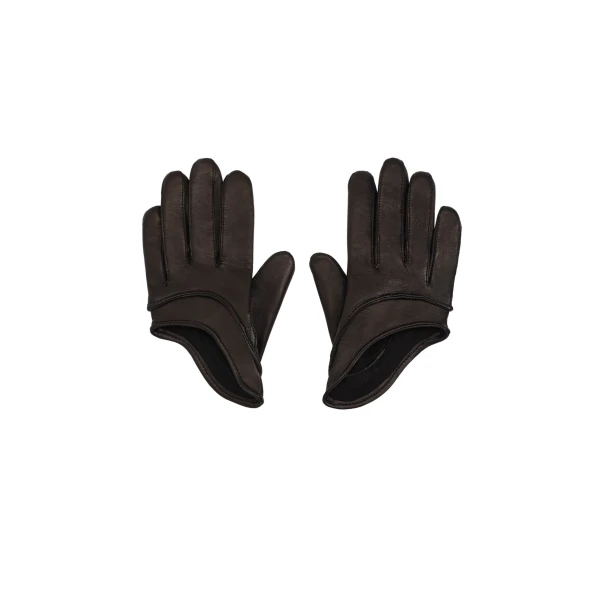 Short leather gloves in black