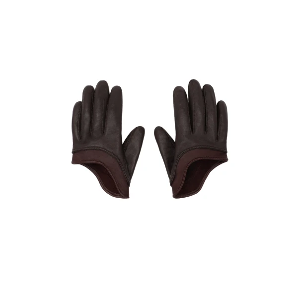 Short leather gloves in brown