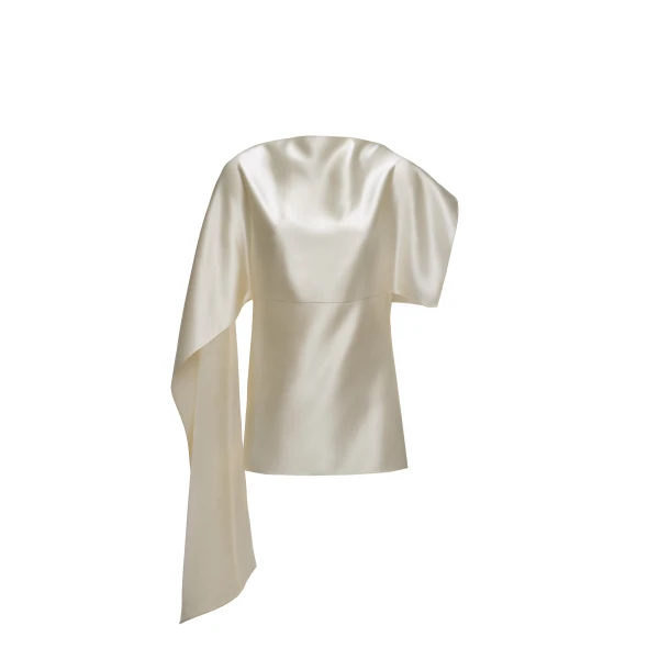 Magda Butrym Silk draped top in ivory