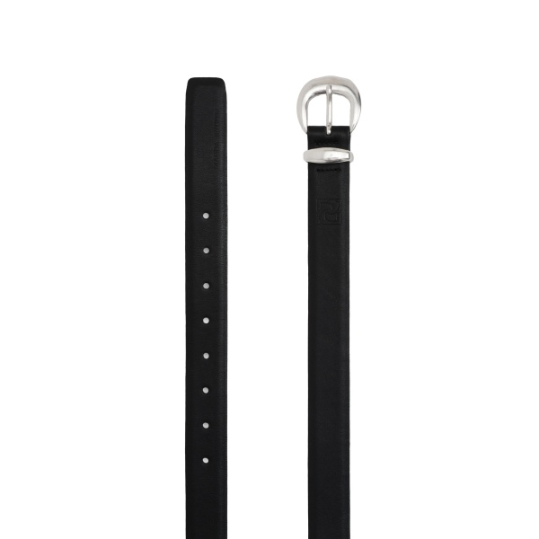 Magda Butrym Silver-toned oval buckle leather belt in black