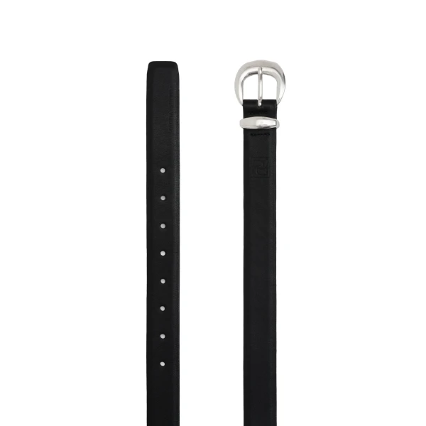 Magda Butrym Silver-toned oval buckle leather belt in black