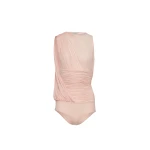 Magda Butrym Sleeveless ruched bodysuit with draped shoulder detail in pink