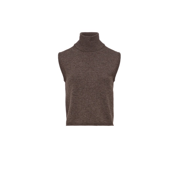 Magda Butrym Sleeveless wool turtleneck top in brown