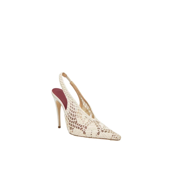 Slingback crochet heels in cream - Image 2