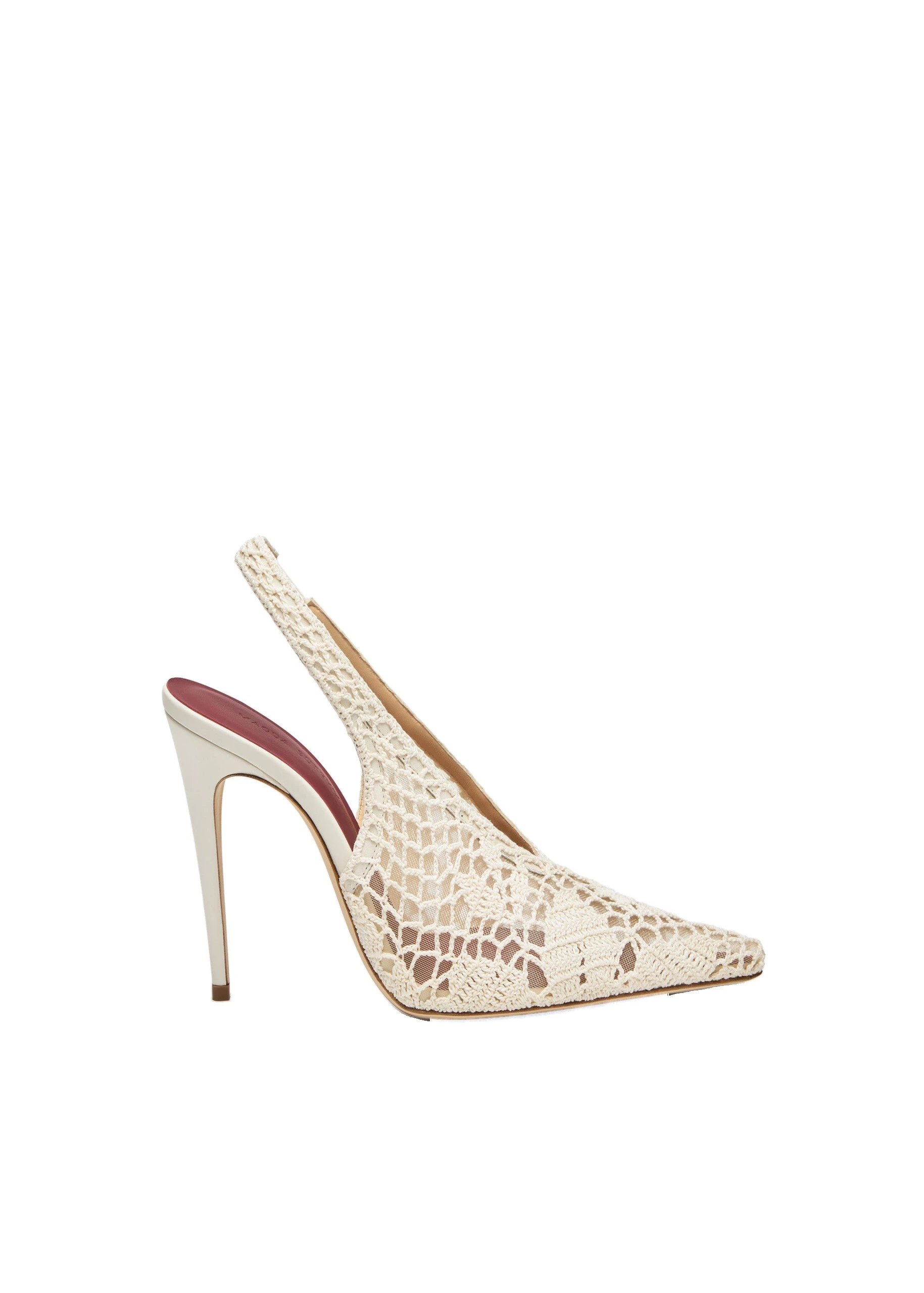 Magda Butrym Slingback crochet heels in cream | Coveti Magda Butrym Slingback crochet heels in cream