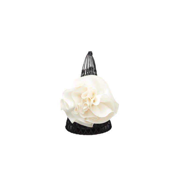 Magda Butrym Small Devana bag cream flower in black