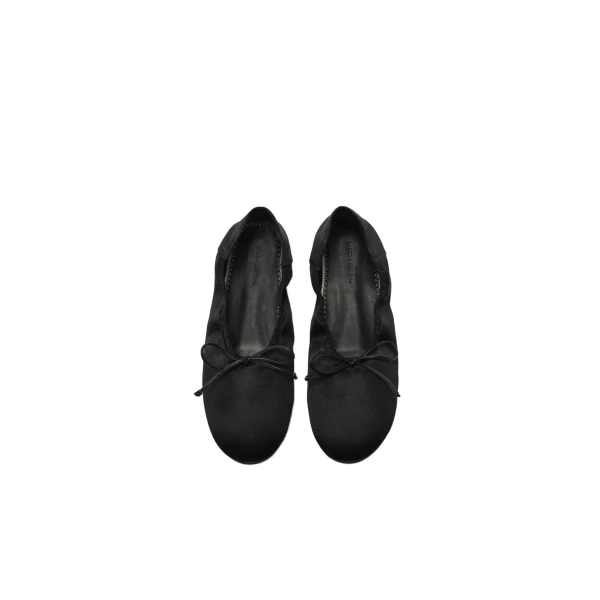 Soft ballet flats in black satin - Image 3