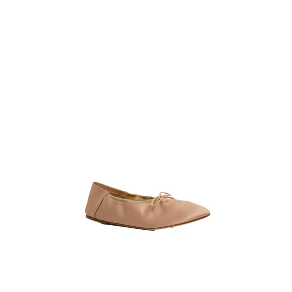 Soft ballet flats in nude satin - Image 2