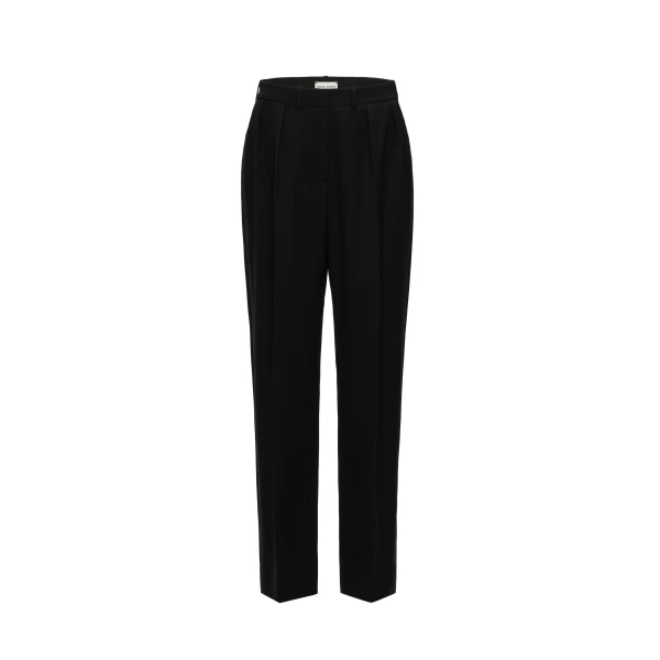 Straight-leg wool trousers in black