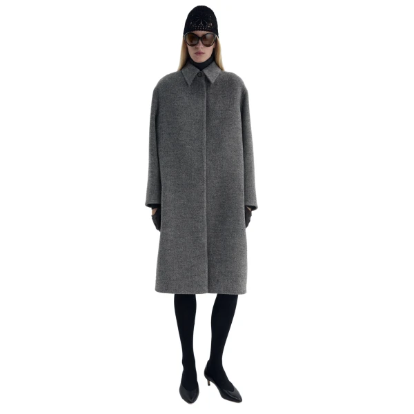 Straight wool blend coat in grey - Image 3