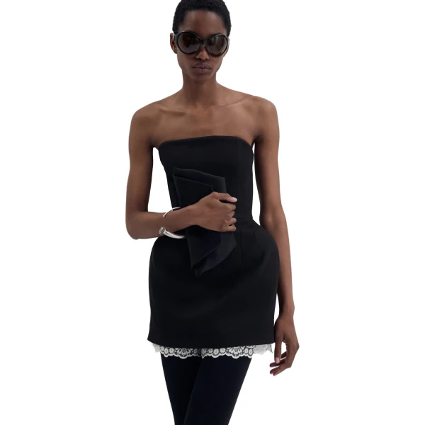 Strapless mini dress in black - Image 3